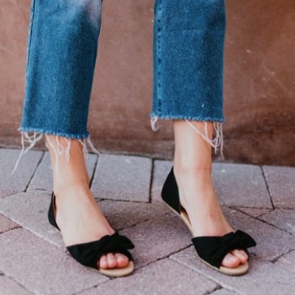 Rollasole Womens Shoes Black Bow Flats